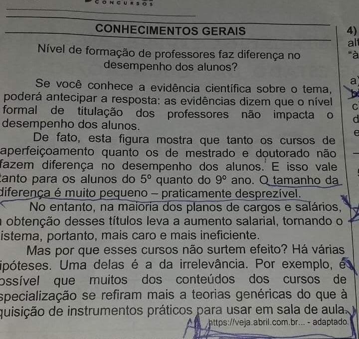 prova para seleção de professores/Sinte