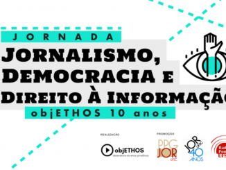 Arte gráfica de divulgação de evento sobre ética e jornalismo na UFSC.