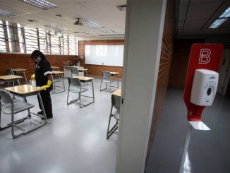 Sala de aula desinfectada. Foto: Felipe Rau/Estadão
