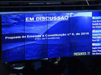 Painel de votação da Reforma da Previdência em 2019. Foto: Marcos Oliveira/Agência Senado