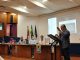 Presidente da Apufsc, José Guadalupe Fletes, discursou durante a sessão do CUn (Foto: Vitórya Navegantes/UFSC)